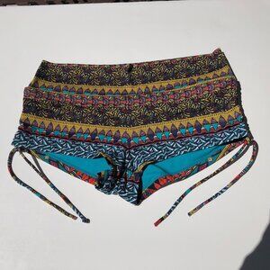 la Vie en Rose Aqua Mid Rise Geometric Print Bikini Bottoms Multi Colors Size S